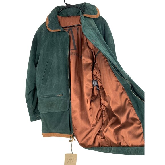 Rare VTG 90s NWT Mens Green Suede Insulated Coat M Zeidler RY10370 $250 - Picture 3 of 10
